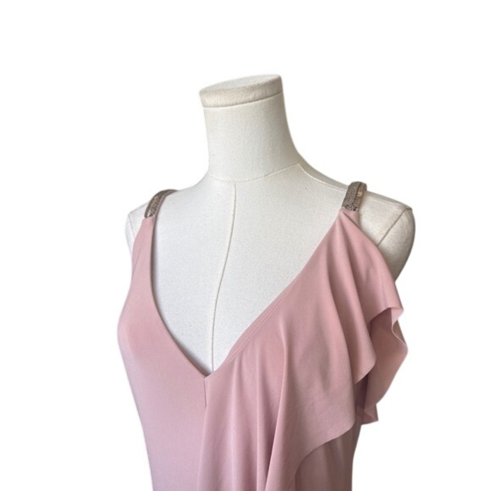 Lauren Ralph Lauren Jersey Ruffle Embellished Formal Dress Size 8 Elegant Glam - Picture 6 of 11